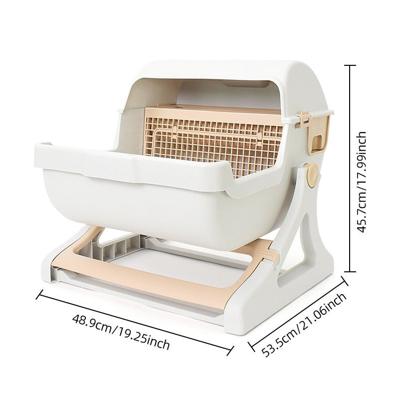 Open Tilting Cat Toilet Extra Large Semi-automatic Litter Box